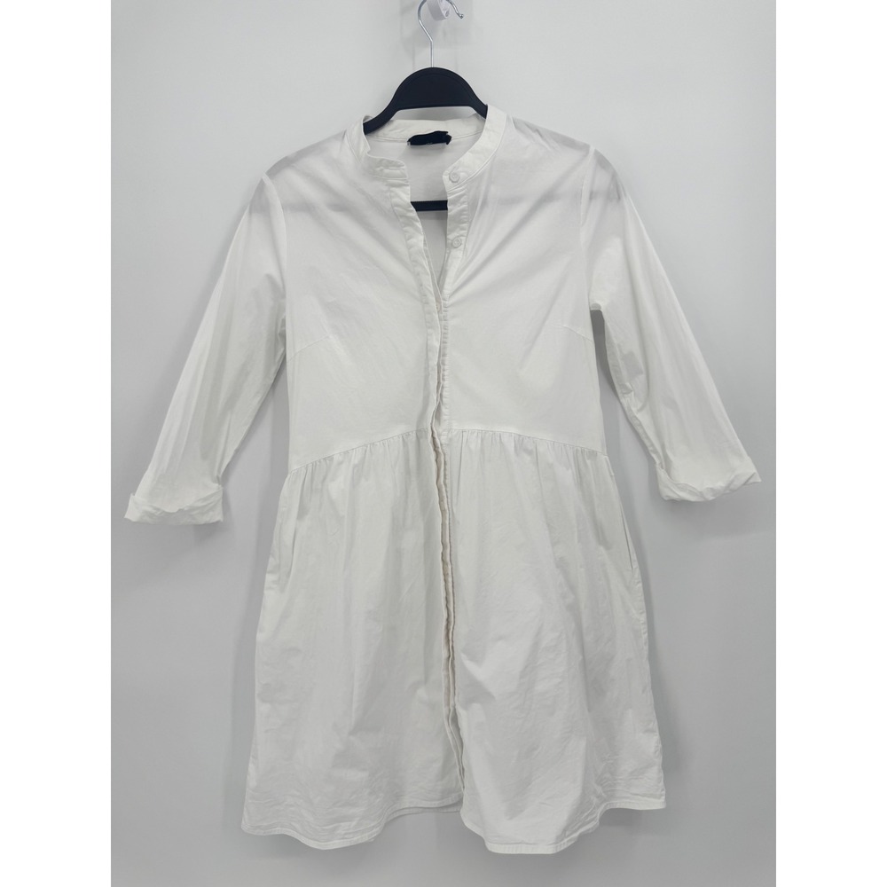 Tuckernuck Shirtdress Womens Medium White Cotton Babydoll Mandarin Collar